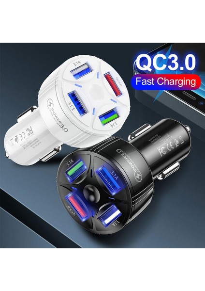 USB Dört Bağlantı Noktalı Akıllı Telefon Şarj Kafası Tek Çekmeli Dört Mini Hızlı Şarj IPhone 11 Huawei Cep Telefonu Araç Şarj Cihazı E2M2 (Yurt Dışından) fiyatları