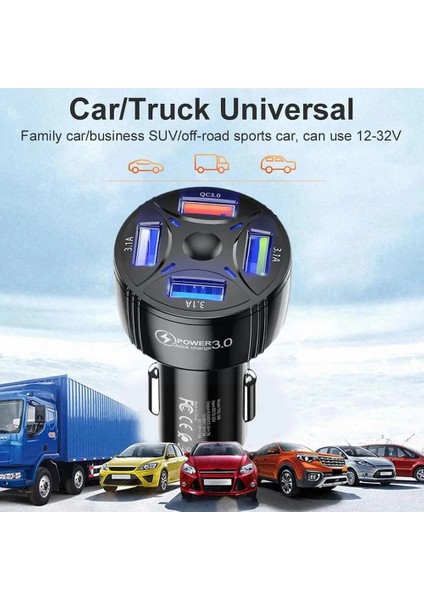 USB Dört Bağlantı Noktalı Akıllı Telefon Şarj Kafası Tek Çekmeli Dört Mini Hızlı Şarj IPhone 11 Huawei Cep Telefonu Araç Şarj Cihazı E2M2 (Yurt Dışından) fırsatları