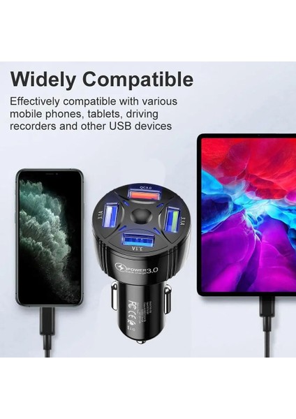 USB Dört Bağlantı Noktalı Akıllı Telefon Şarj Kafası Tek Çekmeli Dört Mini Hızlı Şarj IPhone 11 Huawei Cep Telefonu Araç Şarj Cihazı E2M2 (Yurt Dışından) indirimleri