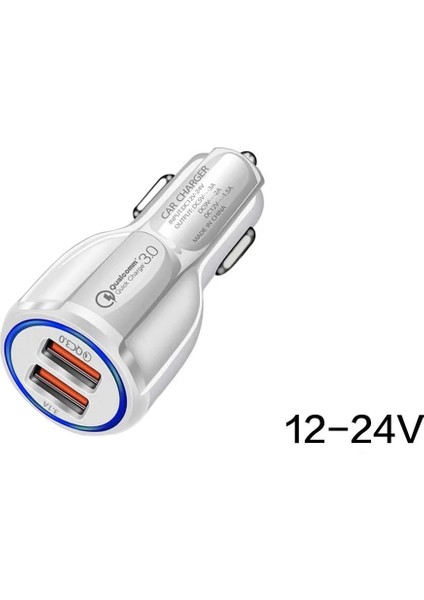 Qc3.0 Hızlı Şarj Çift USB Araç Şarj Cihazı ŞARJ-6A Araç Şarj Cihazı [beyaz] Qc3.0 (Bir Set) (Yurt Dışından)