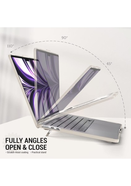 MacBook Air 13.6 Inç Kılıf (2022)A2681 M2, MacBook Air 13.6 U201D Için Katlanır Standlı ve Mouse Pad/çanta ile Şok Emici Koruma Kılıfı (Bej) (Yurt Dışından)