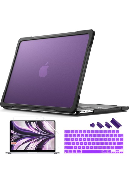 M2 MacBook Air 13.6 Inç 2022 Model A2681 Için Ultimate Koruma Kılıfı Mat Karbon Fiber Kenarlar Darbeye Dayanıklı Çizilmez ve Klavye Kapağı Ekran Koruyucu ile Parmak Izi Önleyici, K (Yurt Dışından)