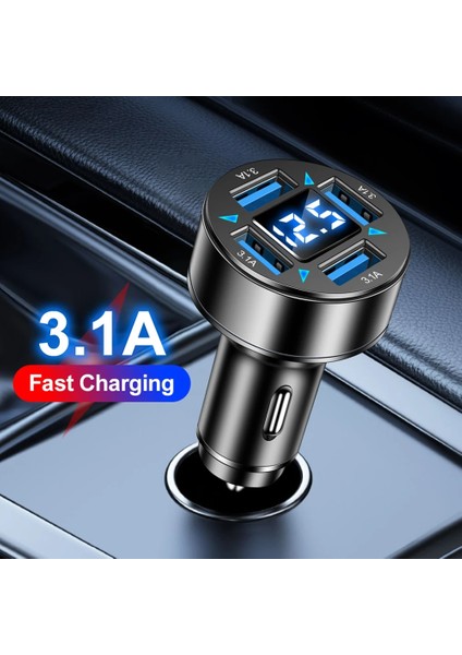 66W Hızlı Araç Şarj Cihazı 4 Bağlantı Noktalı Mavi Işık Güç Soketi Qc 3.0 Hızlı Şarj Adaptörü iPhone Samsung Için LED Dijital Ekran (Yurt Dışından) fırsatları