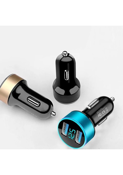 Araç Şarj Cihazı Çakmak Için Akıllı Telefon USB Adaptörü Cep Telefonu Şarj Cihazı Çift USB Dijital Ekran Voltmetre Hızlı Şarj (Yurt Dışından) fiyatları