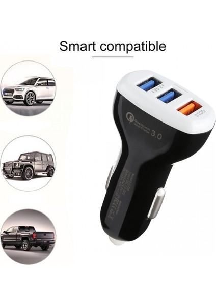 3 Bağlantı Noktalı Araç Şarj Cihazı USB Adaptörü, 12V Hızlı Araç Şarj Cihazı USB Adaptörü Qc3.0 2.4A Üç USB Bağlantı Noktası Akıllı Hızlı Araç Şarj Cihazı (Yurt Dışından) fırsatları