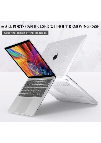 MacBook Air 13.6 Inç 2022 2023 Sürümü Için Şeffaf Glitter Yıldız Kılıf A2681 M2, Klavye Kapaklı Parlak Sparkly Sert Kabuk Kılıf Touch Id'li MacBook Air M2 Için USB C - USB Adaptörü (Yurt Dışından)