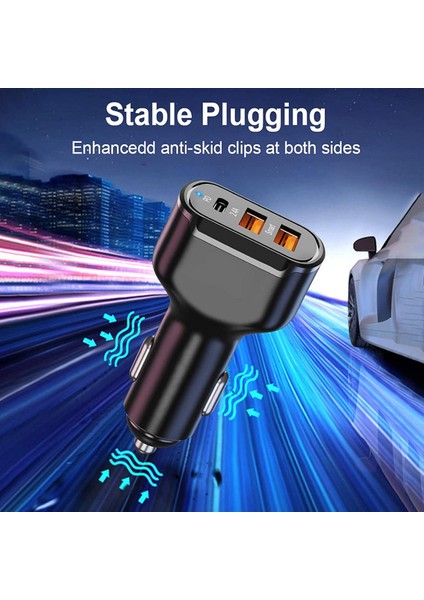 Araç Şarj Cihazı, Pd Araç Şarj Adaptörü, Mini USB Araç Şarj Cihazı, 3 Bağlantılı, 30 W Hızlı Şarj Araç Adaptörü, Telefonlar, USB ile Çalışan Cihazlar Için Ideal (Yurt Dışından) modelleri