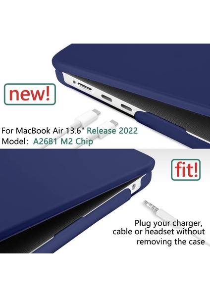 MacBook Air 13.6 Inç Kılıf 2022 Piyasaya Sürüldü M2 Çipli A2681, Klavye Kılıfı ve MacBook Air M2 ile Uyumlu Kamera Kılıfı ile Dizüstü Bilgisayar Sert Kılıf Kılıfı, Mat Lacivert (Yurt Dışından) fiyatları