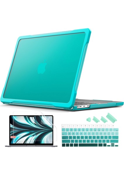 M2 MacBook Air 13.6 Inç 2022 Model A2681 Mat Karbon Fiber Kenarlar Darbeye Dayanıklı, Çizilmez ve Parmak Izi Önleyici, Klavye Kapaklı Ekran Koruyucu, Mavi Için Ultimate Koruma Kılı (Yurt Dışından)