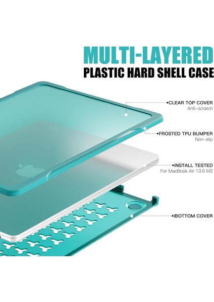 M2 MacBook Air 13.6 Inç 2022 Model A2681 Mat Karbon Fiber Kenarlar Darbeye Dayanıklı, Çizilmez ve Parmak Izi Önleyici, Klavye Kapaklı Ekran Koruyucu, Mavi Için Ultimate Koruma Kılı (Yurt Dışından) fırsatları