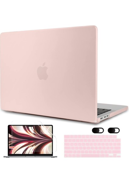 MacBook Air 13.6 Inç Kılıf 2022 Piyasaya Sürüldü M2 Çipli A2681, Klavye Kılıfı ve MacBook Air M2 Kılıfı ile Uyumlu Kamera Kılıfı ile Dizüstü Bilgisayar Sert Kabuk Kılıfları, Pembe (Yurt Dışından)