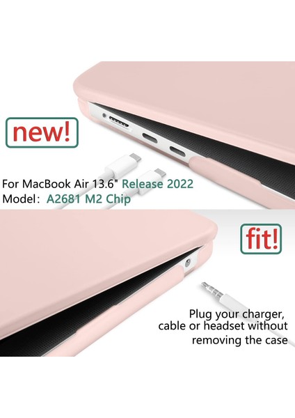 MacBook Air 13.6 Inç Kılıf 2022 Piyasaya Sürüldü M2 Çipli A2681, Klavye Kılıfı ve MacBook Air M2 Kılıfı ile Uyumlu Kamera Kılıfı ile Dizüstü Bilgisayar Sert Kabuk Kılıfları, Pembe (Yurt Dışından) fiyatları