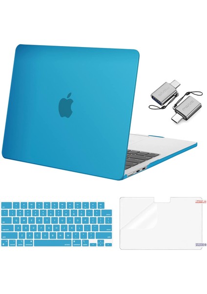 MacBook Air 13.6 Inç Kılıf 2022 2023 Sürümü ile Uyumlu A2681 M2 Chip Liquid Retina Display Touch Id, Plastik Sert Kılıf&klavye ve Ekran Koruyucu&type C Adaptör 2'li Paket, Deniz Ma (Yurt Dışından)