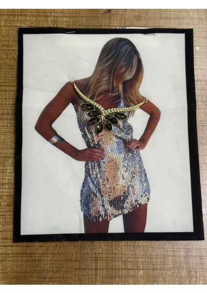 24X20 cm Taşlı Kadın Görsel Aplike Arma Yama