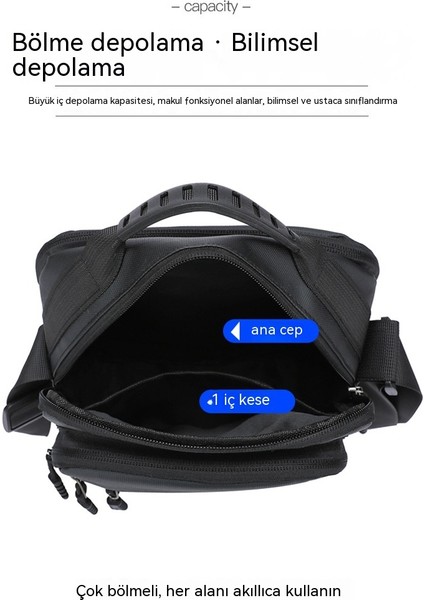 Yeni Erkek Tek Omuzlu Crossbody Çanta Rahat Taşınabilir Dikey Büyük Kapasiteli Çanta Basit Iş Erkek Omuz Çantası (Yurt Dışından)