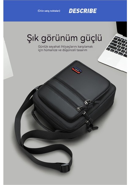 Yeni Erkek Tek Omuzlu Crossbody Çanta Rahat Taşınabilir Dikey Büyük Kapasiteli Çanta Basit Iş Erkek Omuz Çantası (Yurt Dışından)