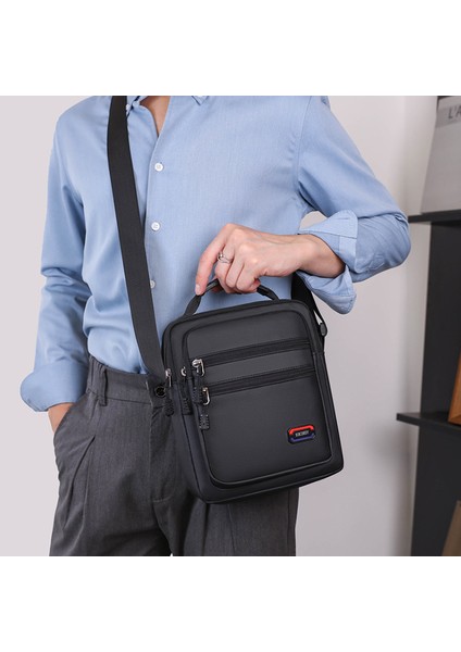 Yeni Erkek Tek Omuzlu Crossbody Çanta Rahat Taşınabilir Dikey Büyük Kapasiteli Çanta Basit Iş Erkek Omuz Çantası (Yurt Dışından)