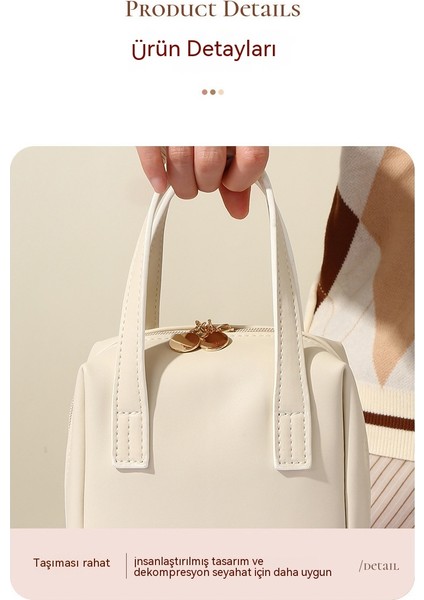 Yeni Taşınabilir Yüksek Değerli Pu Kozmetik Çantası Taşınabilir Kozmetik Saklama Çantası Seyahat Büyük Kapasiteli Yıkama Çantası (Yurt Dışından) modelleri