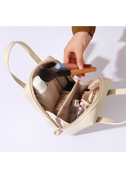 Yeni Taşınabilir Yüksek Değerli Pu Kozmetik Çantası Taşınabilir Kozmetik Saklama Çantası Seyahat Büyük Kapasiteli Yıkama Çantası (Yurt Dışından) indirimleri