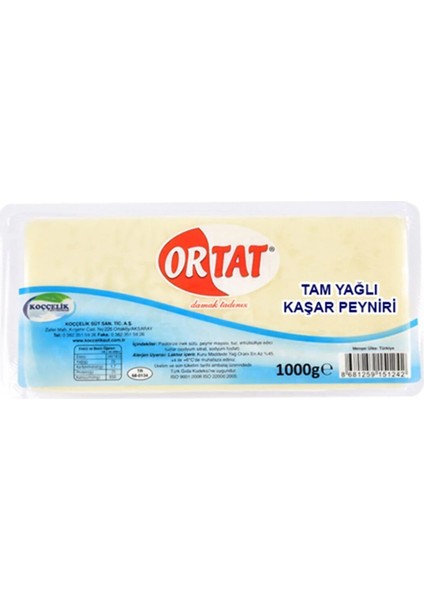 Kınalı Kuzu Ortat Tamyağlı Taze Kaşar Peyniri 1000GR