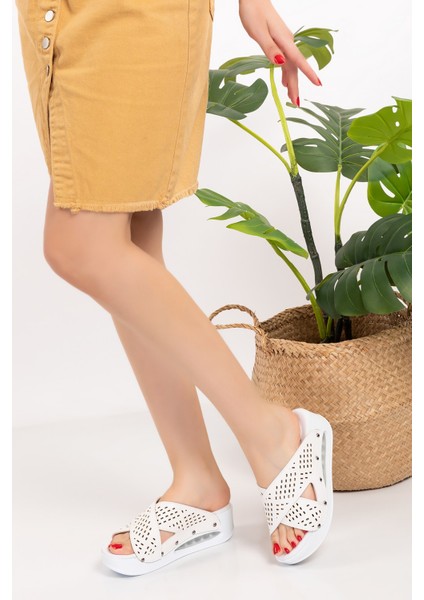 Küçük Delikli Çapraz Desenli Açık Airmax Ortopedik Terlik modelleri