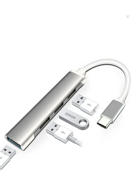 Mavi Ay Bilişim Type - C 4 Girişli USB Çoğaltıcı Type-C To USB Hub 4 Ports