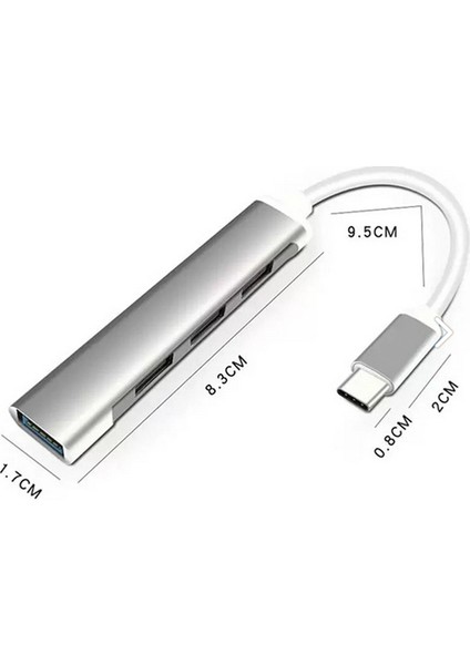 Mavi Ay Bilişim Type - C 4 Girişli USB Çoğaltıcı Type-C To USB Hub 4 Ports