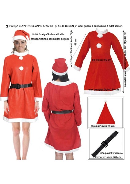 Yetişkin Bayanlar Için Elyaf Yılbaşı Noel Anne Kostümü
