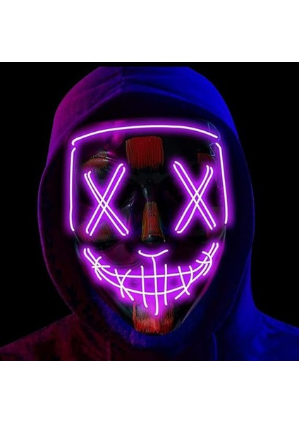 Kumandalı Mor Renk Neon LED Işıklı Maske 1 Adet Hawaretrohallow fiyatları