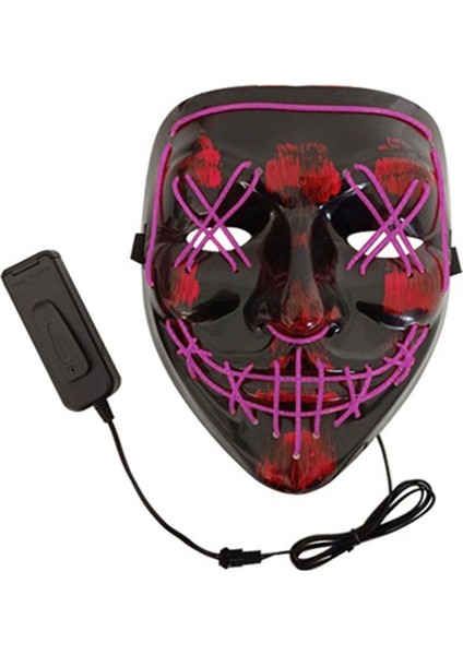Kumandalı Mor Renk Neon LED Işıklı Maske 1 Adet Hawaretrohallow modelleri