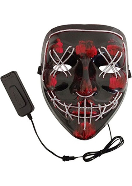 Kumandalı Beyaz Renk Neon LED Işıklı Maske 1 Adet Hawaretrohallow modelleri