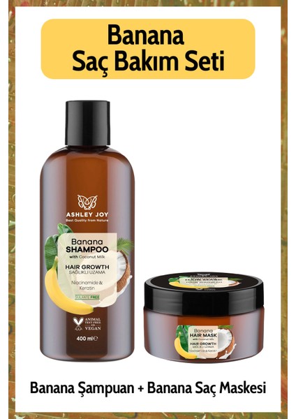 Yavaş Uzayan Saçlara Niacinamide ve Vegan Keratin Içeren Banana 2'li Bakım Seti