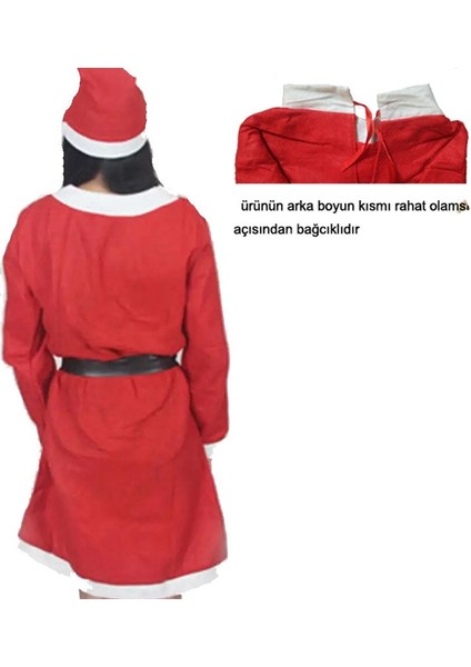 Yetişkin Bayanlar Için Elyaf Yılbaşı Noel Anne Kostümü modelleri