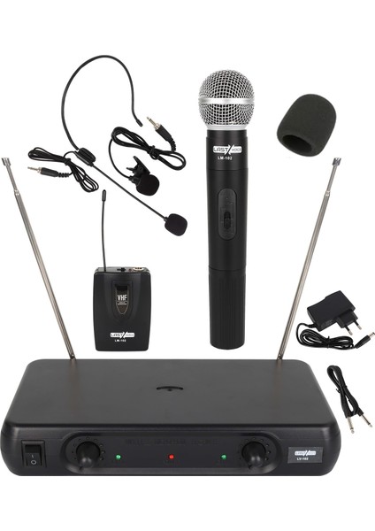 LM-102EY Çiftli El Yaka Headset Vhf Telsiz Kablosuz Mikrofon