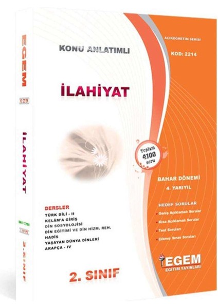 Açık Öğretim İlahiyat 2. Sınıf Bahar Dönemi 4 Dönem Konu Anlatımlı Soru Bankası
