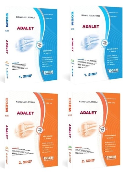 AÖF Adalet 1 ve 2. Sınıf Güz ve Bahar Dönemi Konu ve Soru Full Set