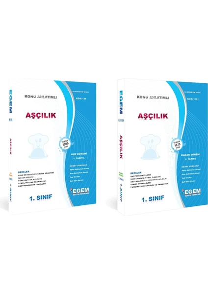 Egem Eğitim Yayınları AÖF Açık Öğretim Aşçılık 1. Sınıf 1 ve 2.dönem Güz ve Bahar Dönemi Konu Anlatımlı Soru Bankası