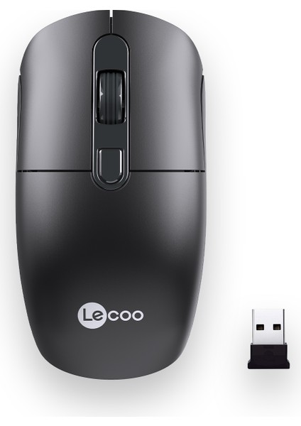 Lenovo Lecoo M2001 Kablosuz 1600DPI 4 Tuşlu Evrensel Uyumlu Optik Mouse Siyah