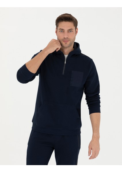 Pierre Cardin Erkek Lacivert Regular Fit Kapüşonlu Sweatshirt 50273423-VR033