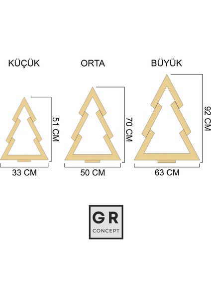 GR Concept Yılbaşı Işıklı Dekor Çam Ağacı Dekoratif Ahşap Lambader