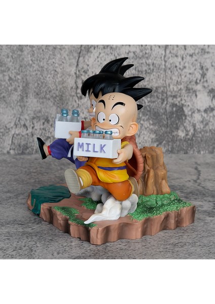 Süt Goku Krillin Dragon Ball Çocukluk Goku Çocukluk Krillin Uygulama Gölge Izleri Süt Gk Şekil Süsleme (Yurt Dışından)