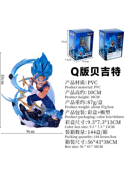 Saiyan Q Versiyonu Vegetto Mavi Saç Sahne Modeli Bebek Süsleri Kutulu Şekil (Yurt Dışından)