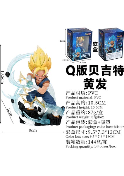 Saiyan Q Versiyonu Vegetto Mavi Saç Sahne Modeli Bebek Süsleri Kutulu Şekil (Yurt Dışından)