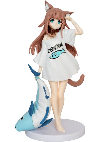 Soya Fasulyesi Tozu Figürü Ayakta Balık Yiyen Güzel Kız Kedi Kız Modeli Anime Iki Boyutlu Masaüstü Şasi Dekorasyon (Yurt Dışından)