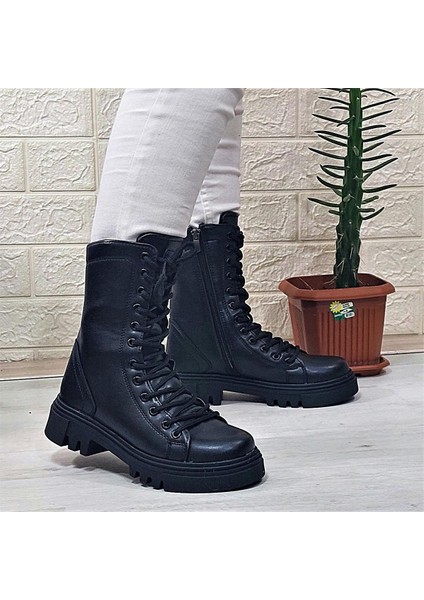 1416 Siyah Içi Sıcak Astar 25Cm Kadın Postal Bot