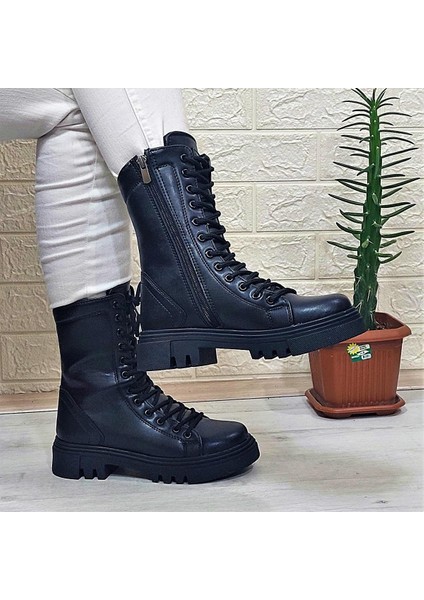 1416 Siyah Içi Sıcak Astar 25Cm Kadın Postal Bot modelleri