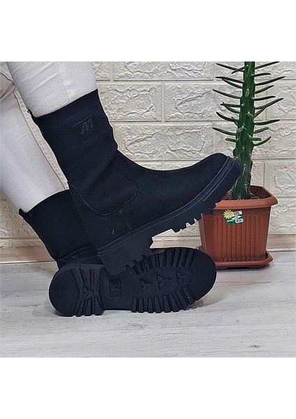2746 Siyah Süet Bilekten Lastikli 27Cm Kadın Bot