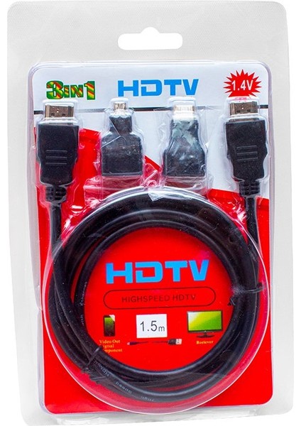 HDMI Kablo 1.5 Metre 3lü Set  (Mıcro HDMI Hdmı*mini HDMI Hdmı) (81)