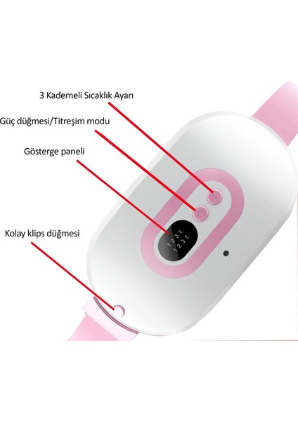 Özel Gün Regl Ağrıları Için Titreşimli Isı Veren Kemer 40-45-50 Derece