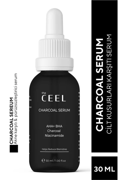 The Ceel Aha Bha Aktif Kömür İçeren Cilt Kusur Azaltıcı Niacinamide Etkili Siyah Serum 30 ml